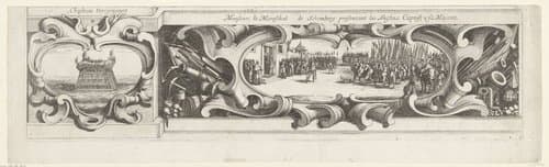Chasteau Dargencourt / Monsieur le Mareschal de Schomberg presentant les Anglois Captifs a sa Mayeste by Abraham Bosse