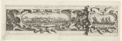 Beleg van La Rochelle, september 1627-oktober 1628 (randwerk, deel rechtsonder) by Abraham Bosse