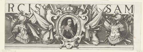 Beleg van Saint Martin op het Île de Ré, juli-november 1627 (randwerk, deel middenboven) by Michel Lasne
