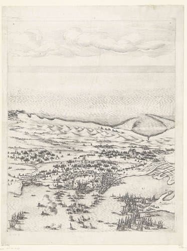 Beleg van Saint Martin op het Île de Ré, juli-november 1627 (centrale kaart, deel middenboven) by Jacques Callot