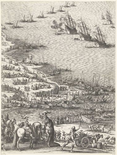 Beleg van Saint Martin op het Île de Ré, juli-november 1627 (centrale kaart, deel linksonder) by Jacques Callot