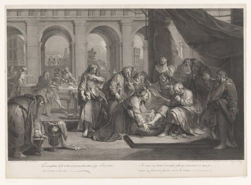 Voetwassing van Petrus door Christus by Jacques Chéreau