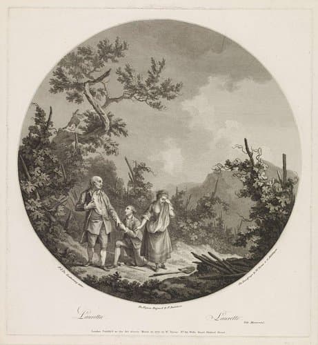 Drie figuren in een wijngaard by Francesco Bartolozzi