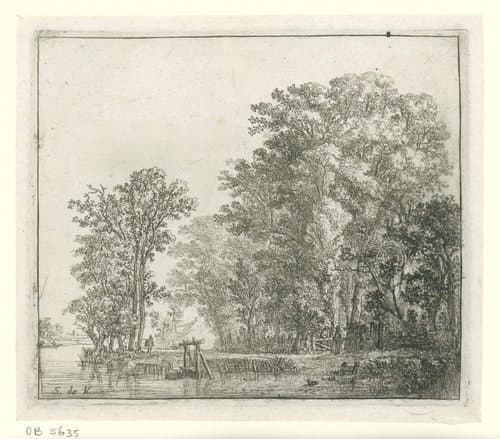 Bos langs een vaart by Simon de Vlieger