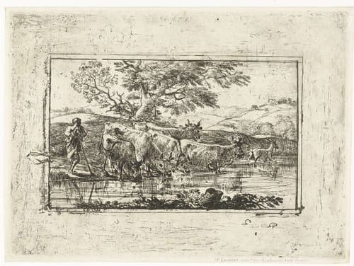 Kudde bij de waterplaats by Claude Lorrain
