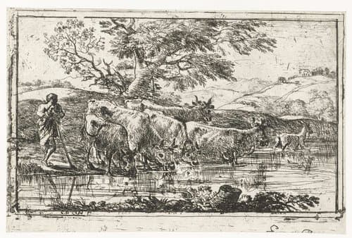 Kudde bij de waterplaats by Claude Lorrain