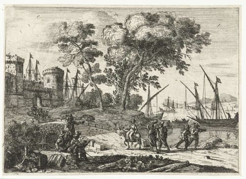 Kunstenaar aan het werk in een landschap by Claude Lorrain