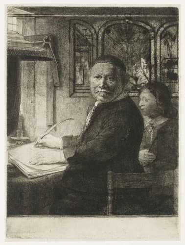 Lieven Willemsz. van Coppenol, writing master: the smaller plate by Rembrandt van Rijn