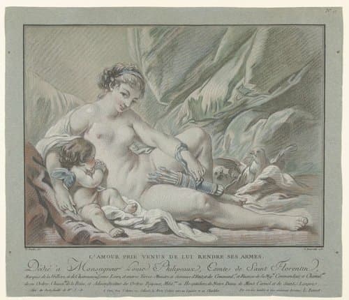 Cupido smeekt Venus zijn pijlen terug te geven by Louis Marin Bonnet