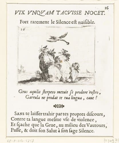 Kraanvogel met een steen in de snavel by Jacques Callot