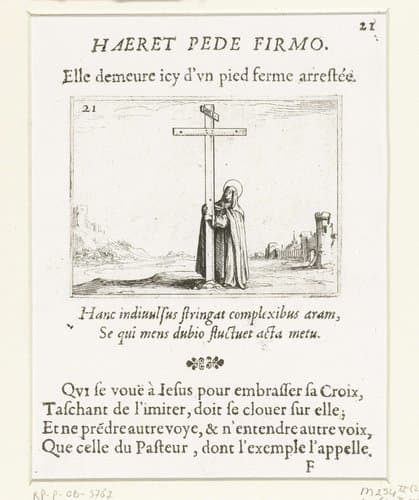 Vrouwelijke heilige bij het kruis by Jacques Callot