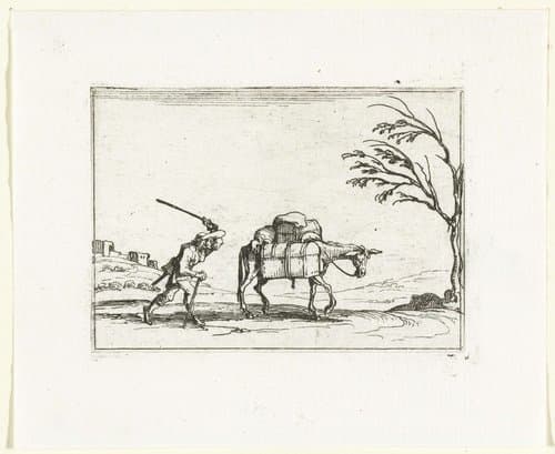 Een boer slaat zijn pakezel by Jacques Callot