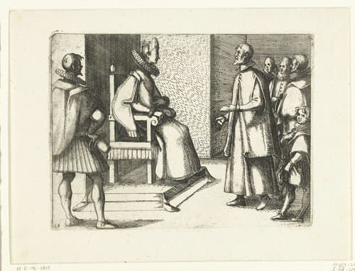 Margaretha van Oostenrijk ontvangt dankbetuigingen van de groothertog van Toscane by Jacques Callot
