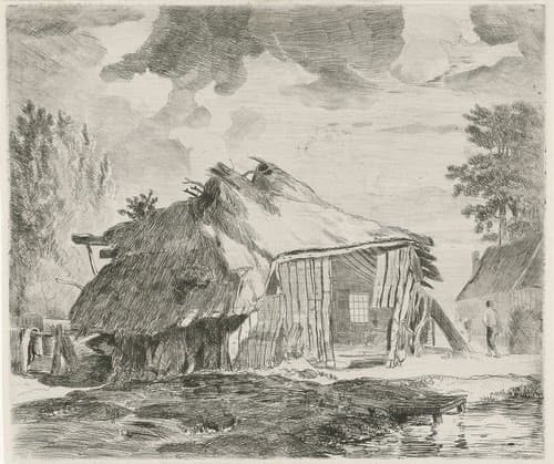 Schuur in een landschap by Cornelis van der Griendt