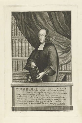 Portret van Theodorus van der Groe by Jacob Groenendijk