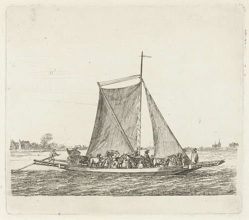 Veerschuit met passagiers by Gerrit Groenewegen