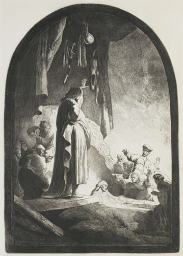 De opwekking van Lazarus: grote plaat by Rembrandt van Rijn