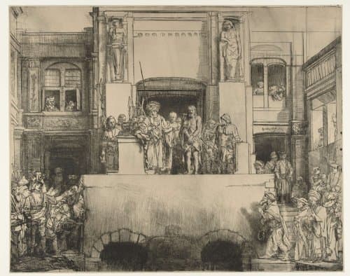 Christ presented to the people: oblong plate by Rembrandt van Rijn