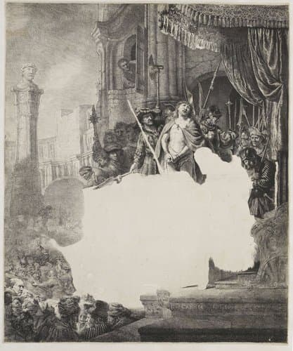 Christus voor Pilatus: grote plaat by Rembrandt van Rijn