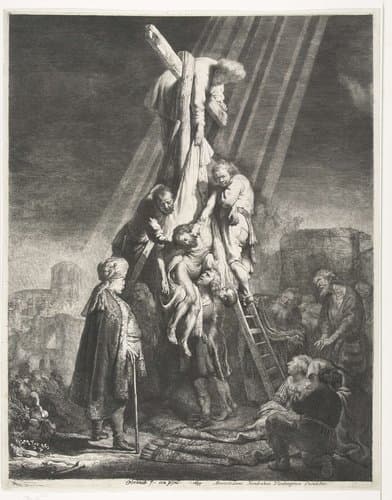 The descent from the cross: second plate by Rembrandt van Rijn