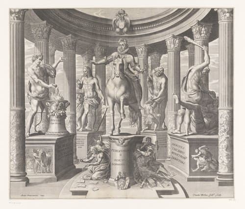 Allegorie ter ere van keizer Ferdinand II van Habsburg by Claude Mellan