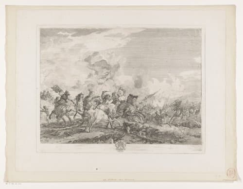 Ruiters op een veldslag by Jean Moyreau