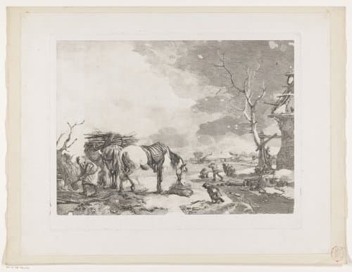 Houthakkers in een winterlandschap by Jean Moyreau