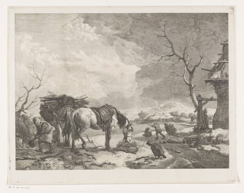 Houthakkers in een winterlandschap by Jean Moyreau