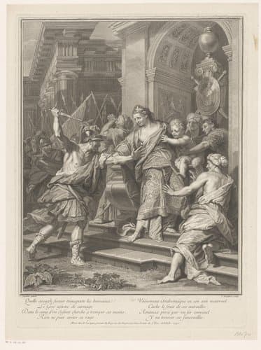 Astyanax uit de armen van Andromache ontrukt by Louis Desplaces