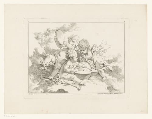 Drie musicerende amors by Louis Félix de La Rue (le Jeune)