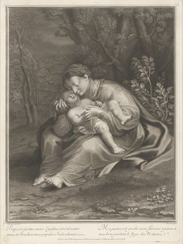 Maria met kind in een landschap