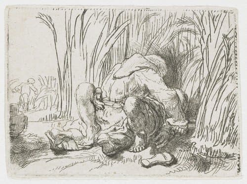 Het monnikje in het koren by Rembrandt van Rijn