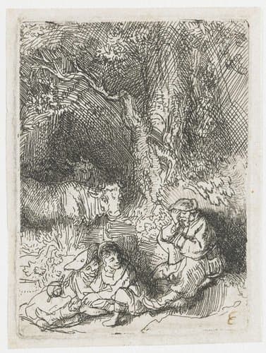 The sleeping herdsman by Rembrandt van Rijn