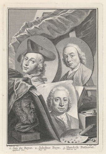 Portretten van Jan de Beijer, Jacobus Buys en Hendrik Pothoven by Pieter Tanjé