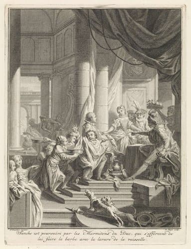 Sancho Panza wordt achtervolgd door de koks by Pieter Tanjé