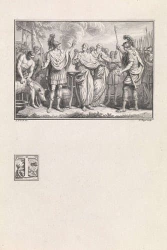 Turnus en Aeneas bereiden zich voor op het tweegevecht by Pieter Tanjé