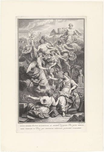 Apotheose van helden onder de regering van Minerva by Pieter Tanjé