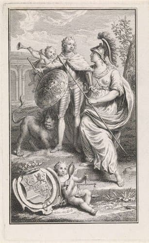 Prins Willem V van Oranje-Nassau ontvangt Minerva's schild by Pieter Tanjé