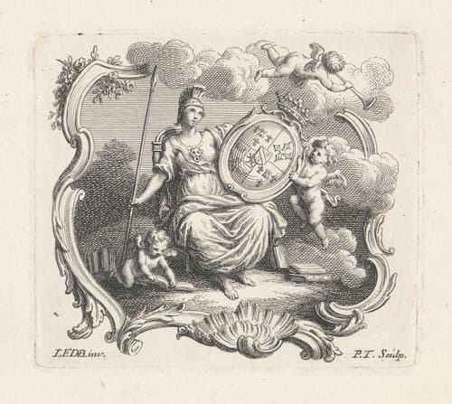 Zittende Minerva met wapenschild by Pieter Tanjé