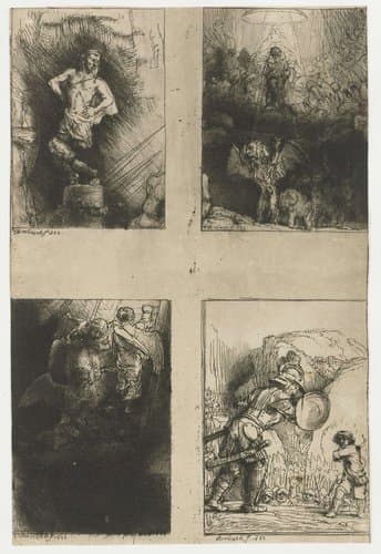 Four illustrations to Menasseh Ben Israel's 'Piedra Gloriosa' by Rembrandt van Rijn
