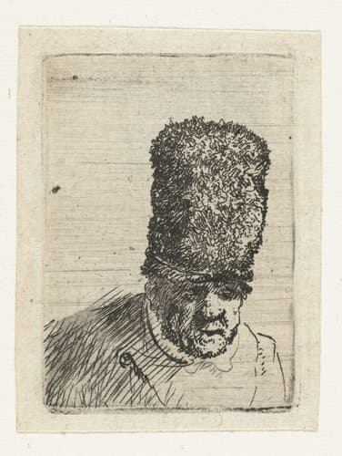 Head of an old man in a high fur cap: bust by Rembrandt van Rijn