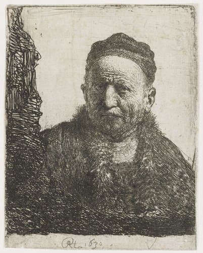 Man wearing a close cap: bust (the artist's father?) by Rembrandt van Rijn