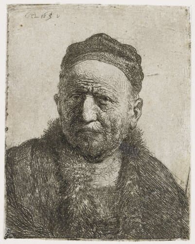Man met kalotje: buste; de vader van Rembrandt (?) by Rembrandt van Rijn