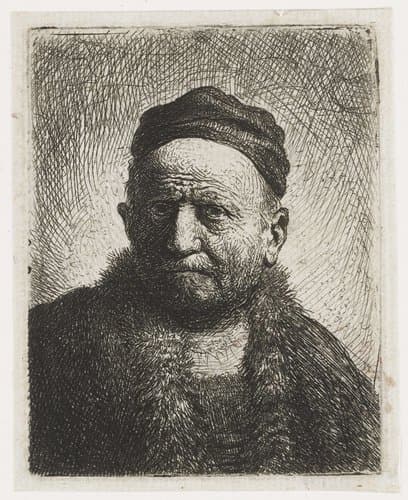 Man wearing a close cap: bust (the artist's father?) by Rembrandt van Rijn