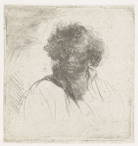 Buste van man met vertrokken gezicht by Ferdinand Bol