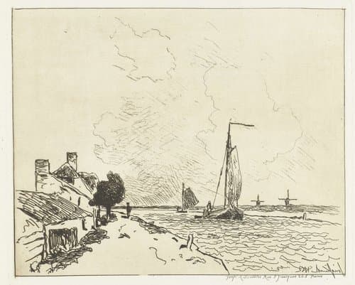 Twee zeilschepen by Johan Barthold Jongkind