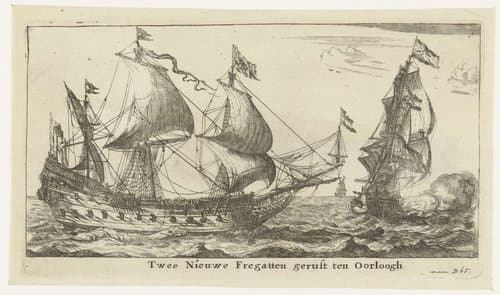 Twee Nederlandse fregatten by Reinier Nooms