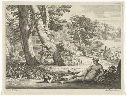 Landschappen met figuren en bomen by anonymous
