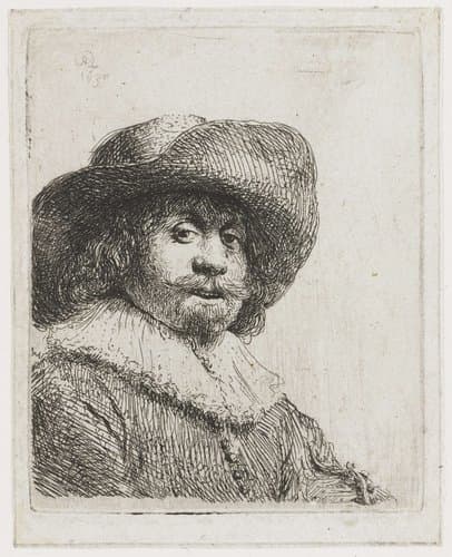 Man in a broad-brimmed hat by Rembrandt van Rijn