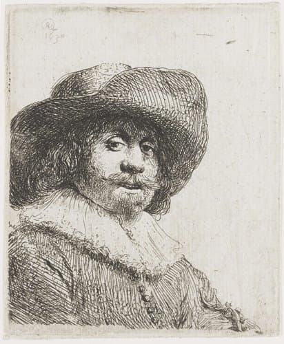 Man met breedgerande hoed by Rembrandt van Rijn